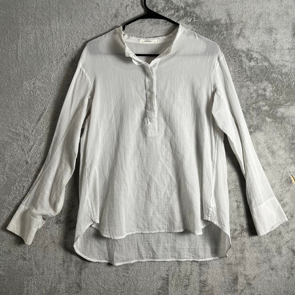 Lareida White Sheer Gauze Cotton Blouse Coastal Minimal Boho Layering‎ 38 US 4